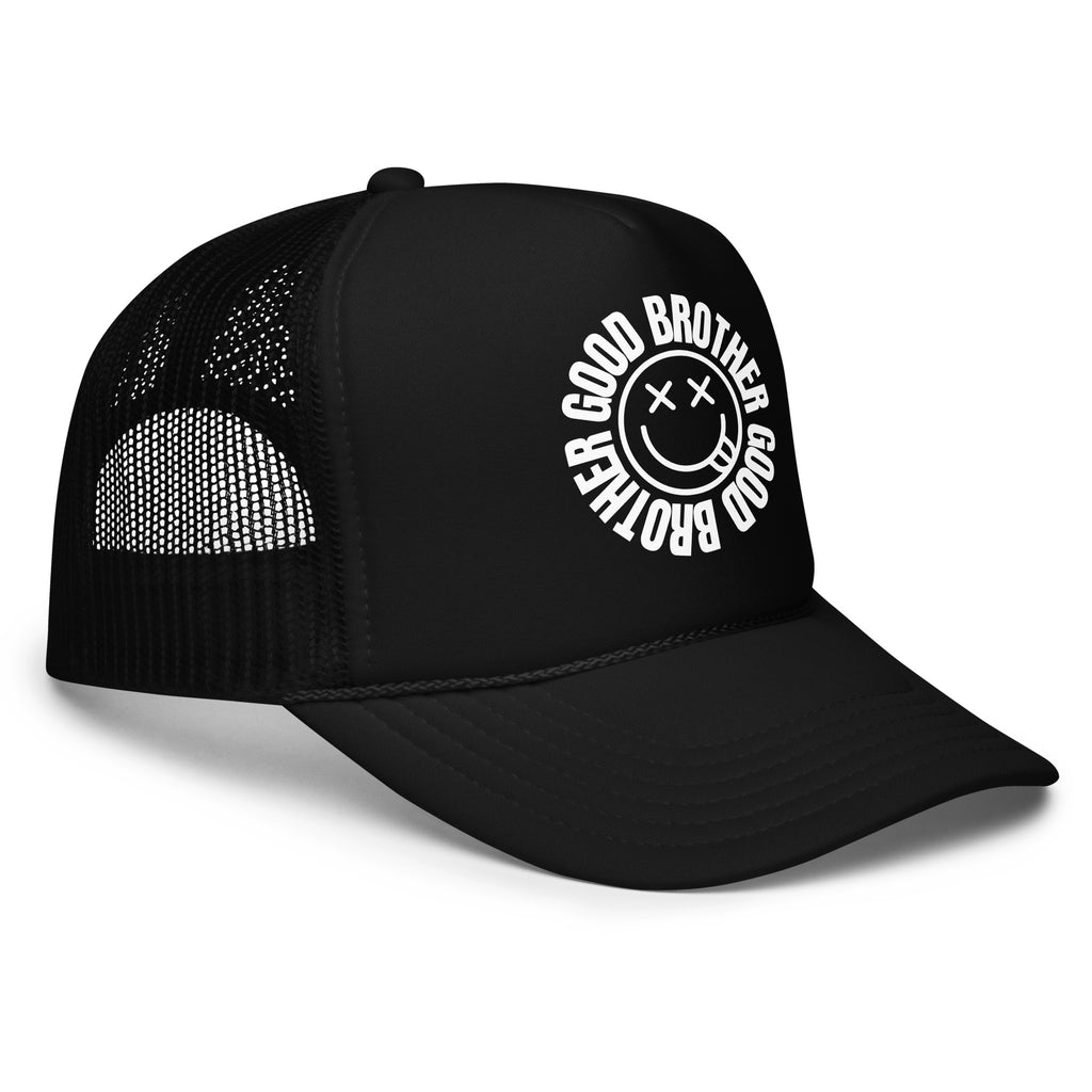 GoodBrother foam trucker hat in black — side view