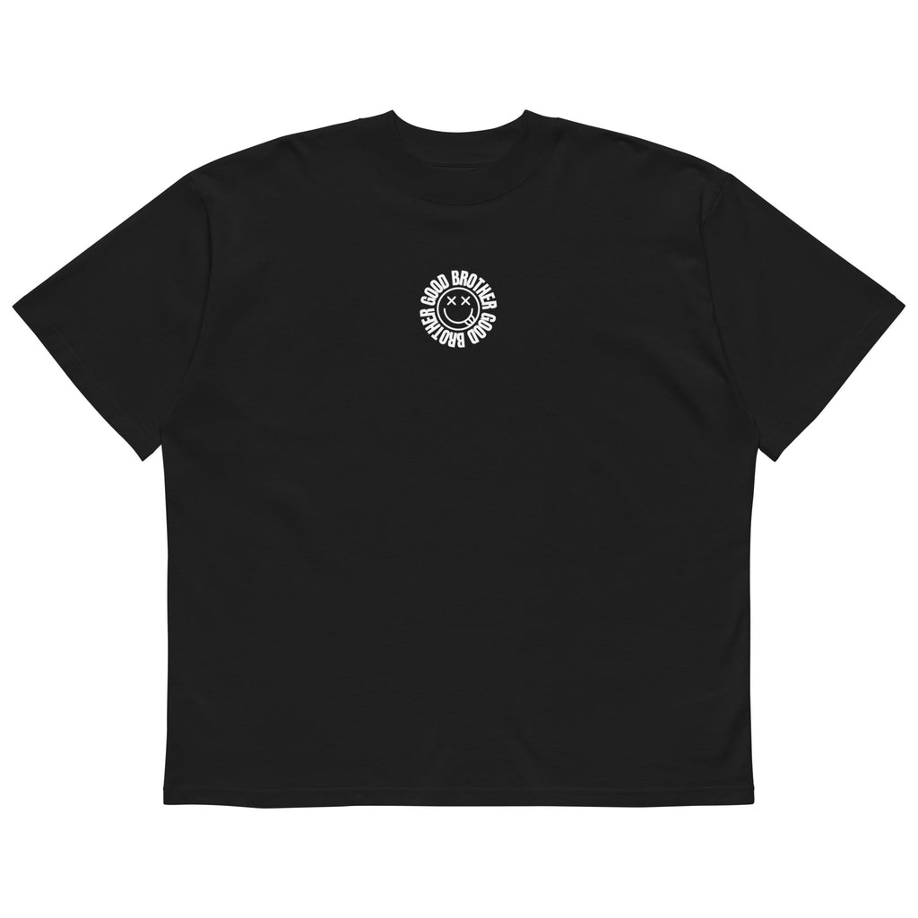 GoodBrother oversized organic tee in black — front detail