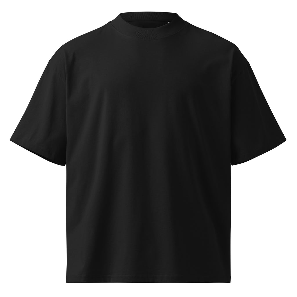 GoodBrother Seal Tee — black oversized high-neck t-shirt, front view, blank