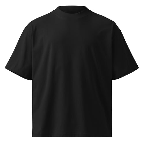 GoodBrother Seal Tee — black oversized high-neck t-shirt, front view, blank
